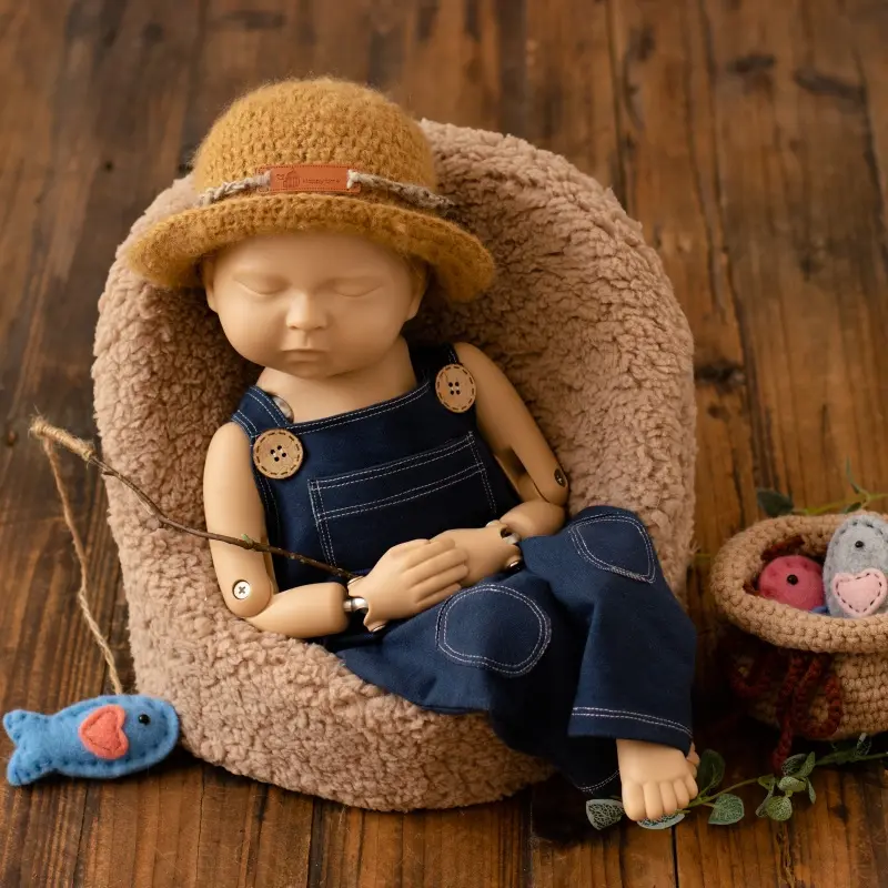 Cowboy Outfit With Hat Set - Newborn Photography Props - Image 3